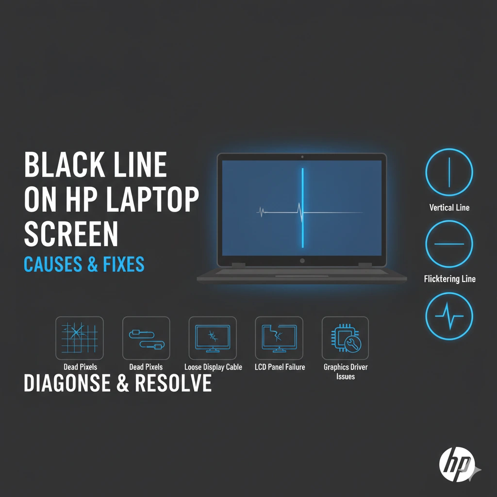 Black line on laptop screen hp