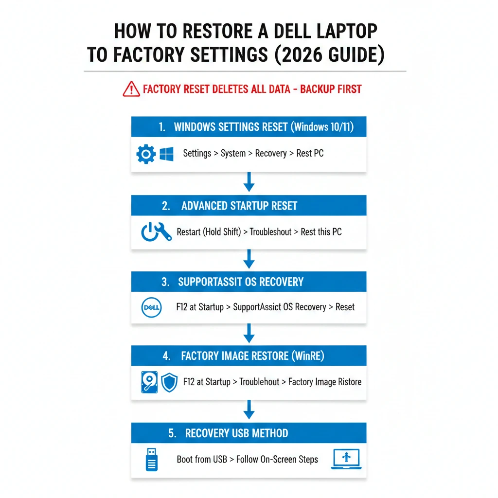How do i restore a dell laptop to factory settings