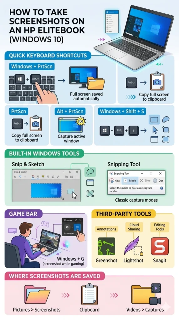 How to screenshot on hp elitebook laptop windows 10