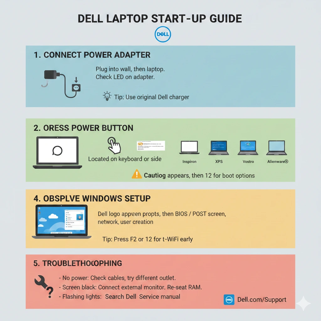 How to start a dell laptop