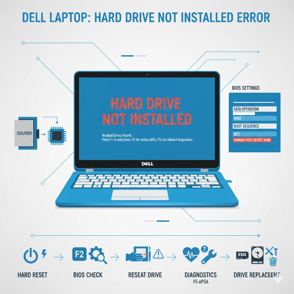 Dell laptop hard drive not installed
