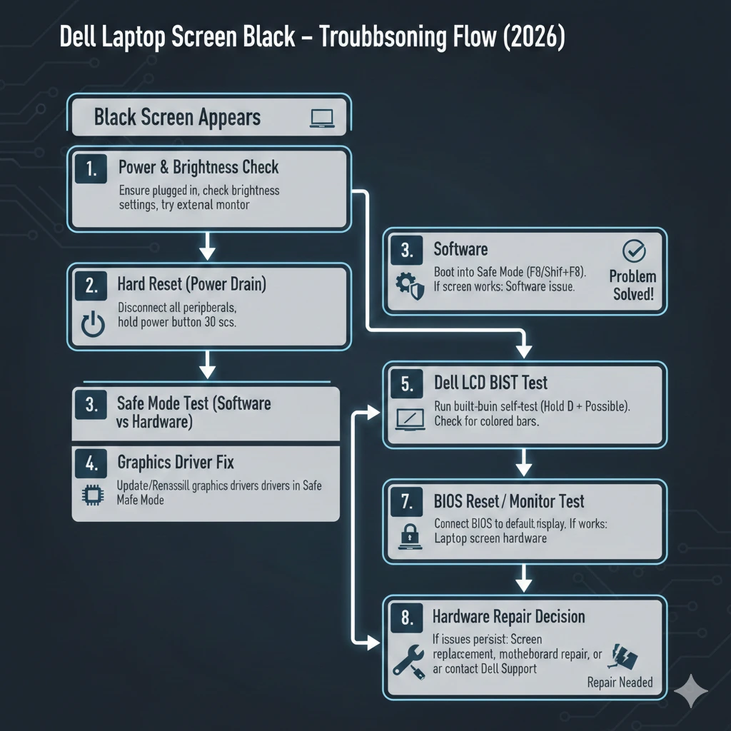 Dell laptop screen black