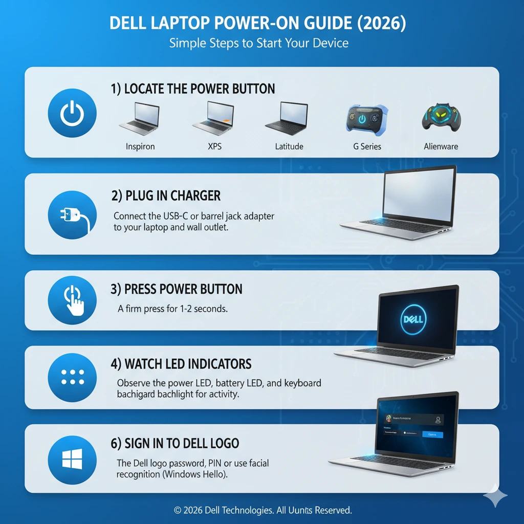 How do you turn on a dell laptop (1)