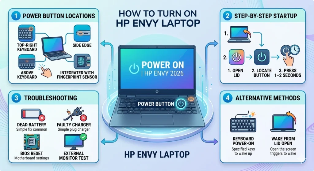 How to turn on hp envy laptop