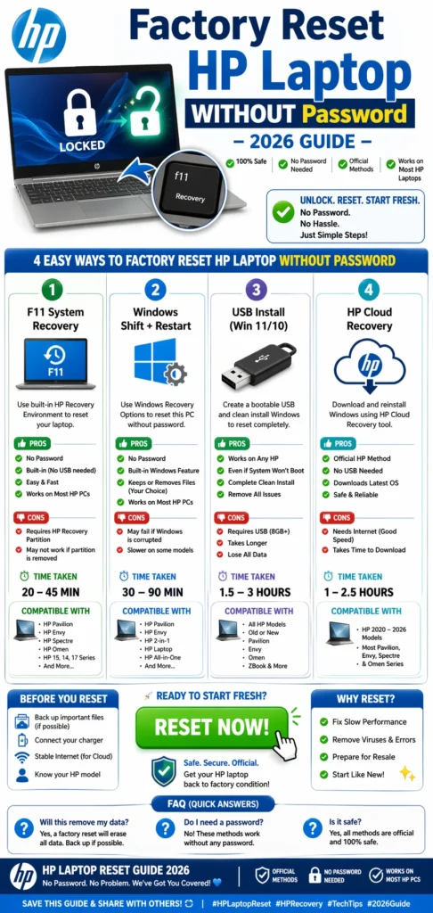 How to factory reset a hp laptop without password