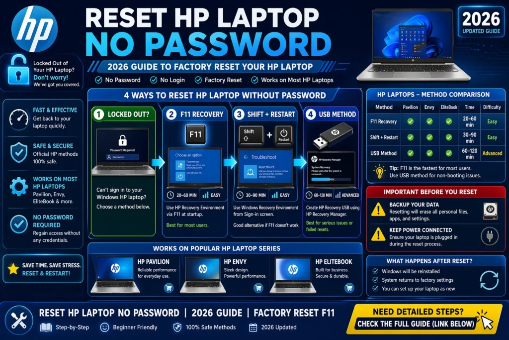 How to reset hp laptop without password