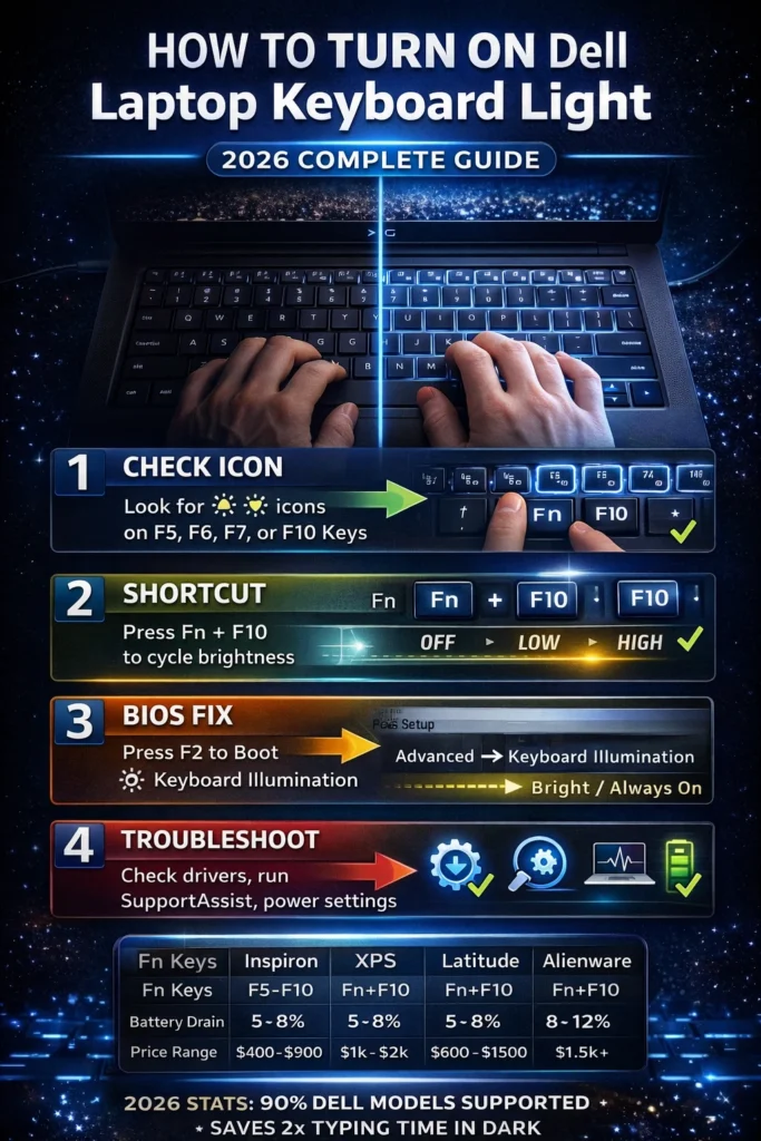 How to turon laptop keyboard light dell