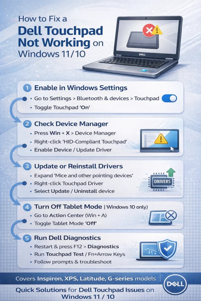 Touchpad not working on dell laptop